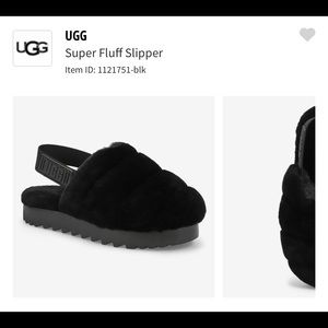 UGG Black Super Fluff Slippers (Brand New! Never Worn)